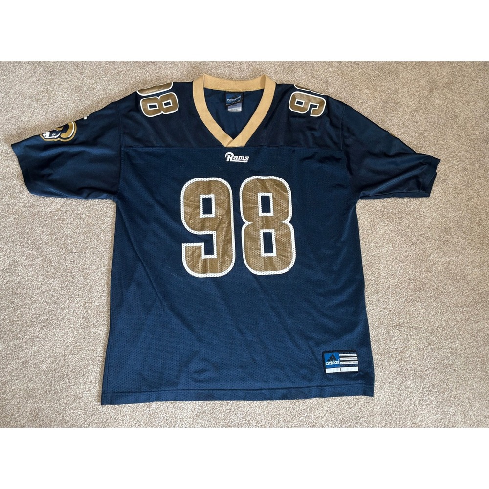 Vintage Adidas St Louis Rams Grant Wistrom 98 NFL Jersey Navy Gold Mens Large